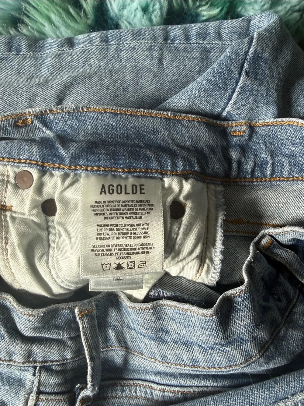 Agolde Women’s Straight Leg Distressed Light Blue Jeans - Like New
